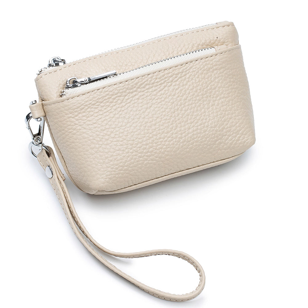 Leather Change Zipper Multifunctional Clutch
