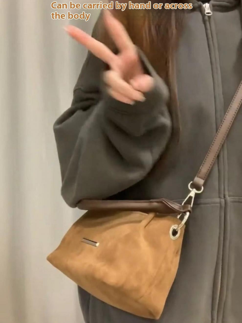 High-grade Women's Portable Frosted Suede Commuter Messenger Bag