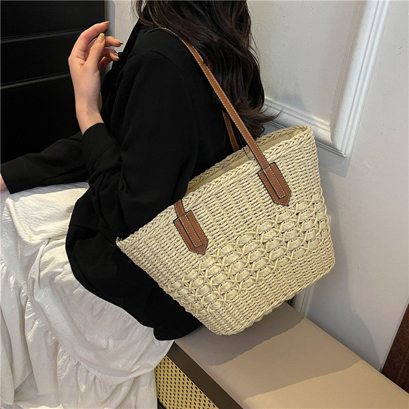 Woven Vegetable Basket Tote Large Capacity Straw Bag