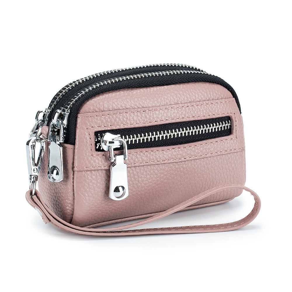 Large Capacity Double Zipper Multifunction Handbag Coin Bag Clutch