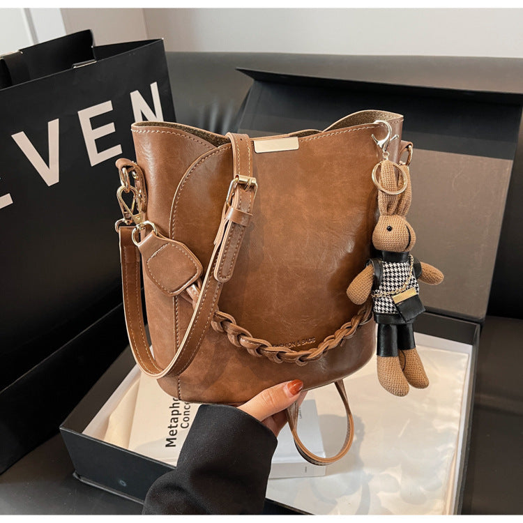 Women's Retro Messenger Bag Portable Bucket Bag