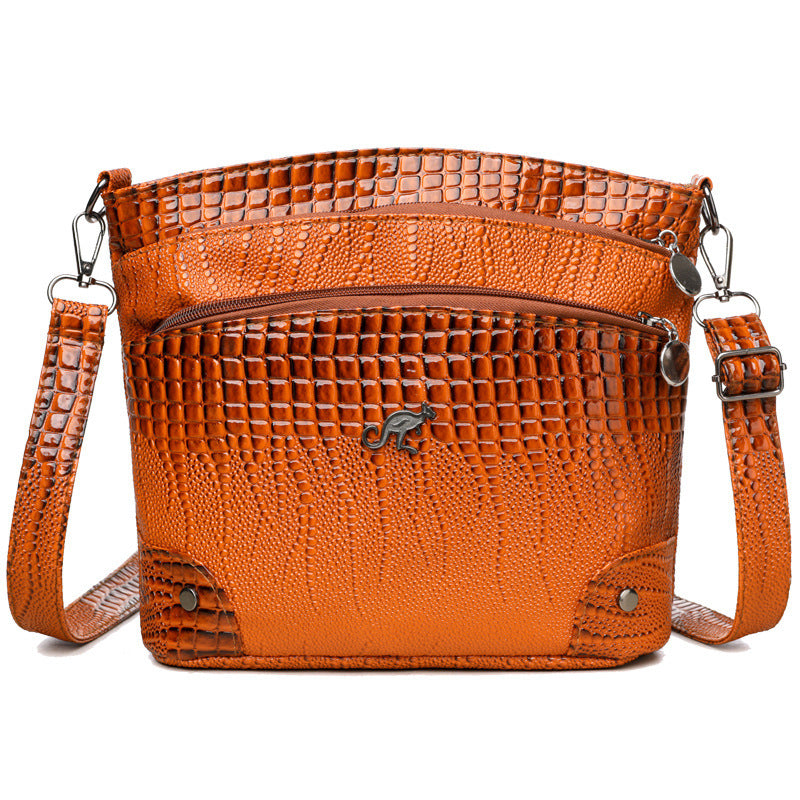 Crocodile Pattern Shoulder Bag Casual Multi-layer Vintage Crossbody Women's Bag