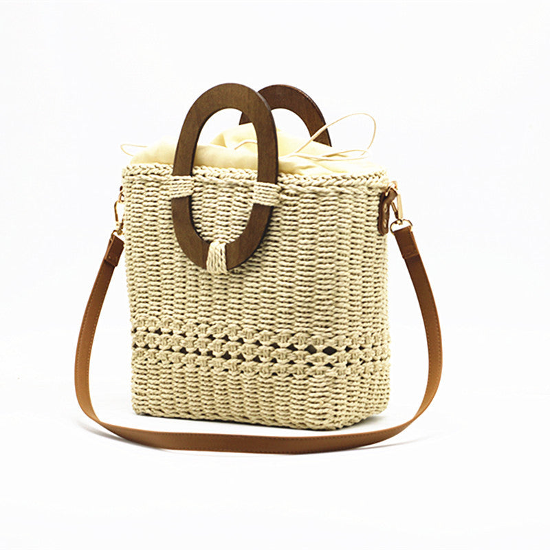 Women's One-shoulder Hand-held Grass Hollow Woven Paper