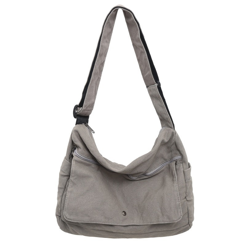 Washed Canvas Draping Women's Artistic Casual Crossbody Bag