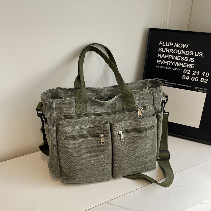 Large Capacity Denim Tote Bag Retro Simple Women's Shoulder Messenger Bag