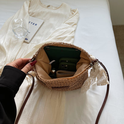 Women's Woven Hollowed All-match Shoulder Messenger Bag