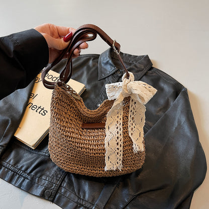 Women's Woven Hollowed All-match Shoulder Messenger Bag