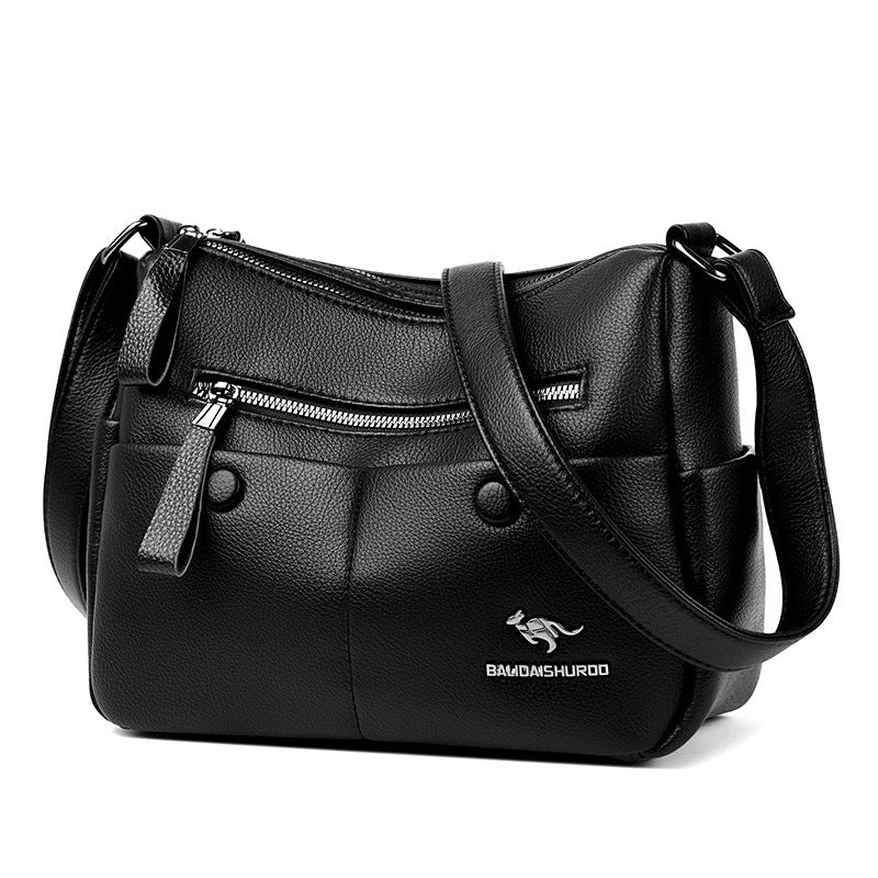 Middle-aged Mom Shoulder Simple All-matching Soft Leather Bag