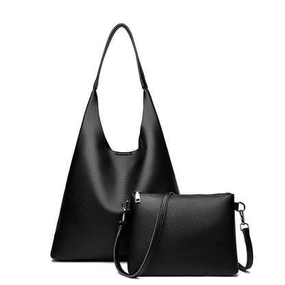 Retro Large Capacity Shoulder Bag Soft Leather Underarm Crossbody Bag