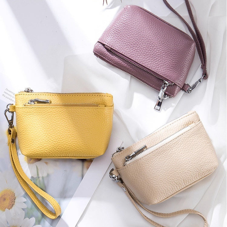 Leather Change Zipper Multifunctional Clutch