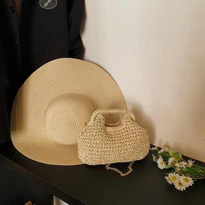 Straw Casual Korean Fashion Women's Woven Chain Small Bucket Bag