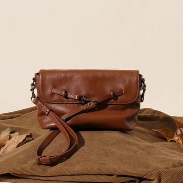 Leather Solid Color Large Capacity Shoulder Crossbody Bag