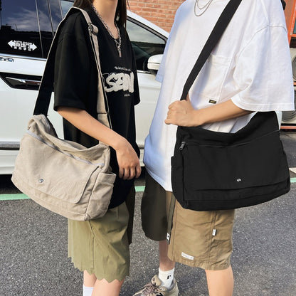 Washed Canvas Draping Women's Artistic Casual Crossbody Bag