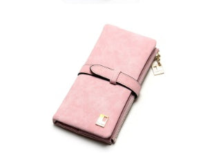 Retro matte leather two-fold draw long wallet multi-card lady wallet