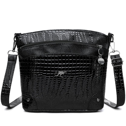 Crocodile Pattern Shoulder Bag Casual Multi-layer Vintage Crossbody Women's Bag