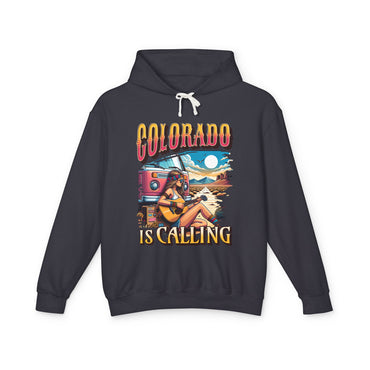 Colorado is Calling - Hippie Traveler  Lightweight Hooded Sweatshirt