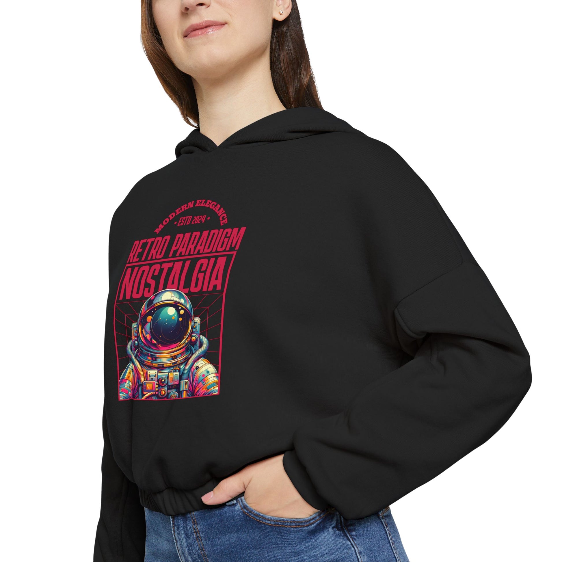 Retro Paradigm  Cinched Bottom Hoodie