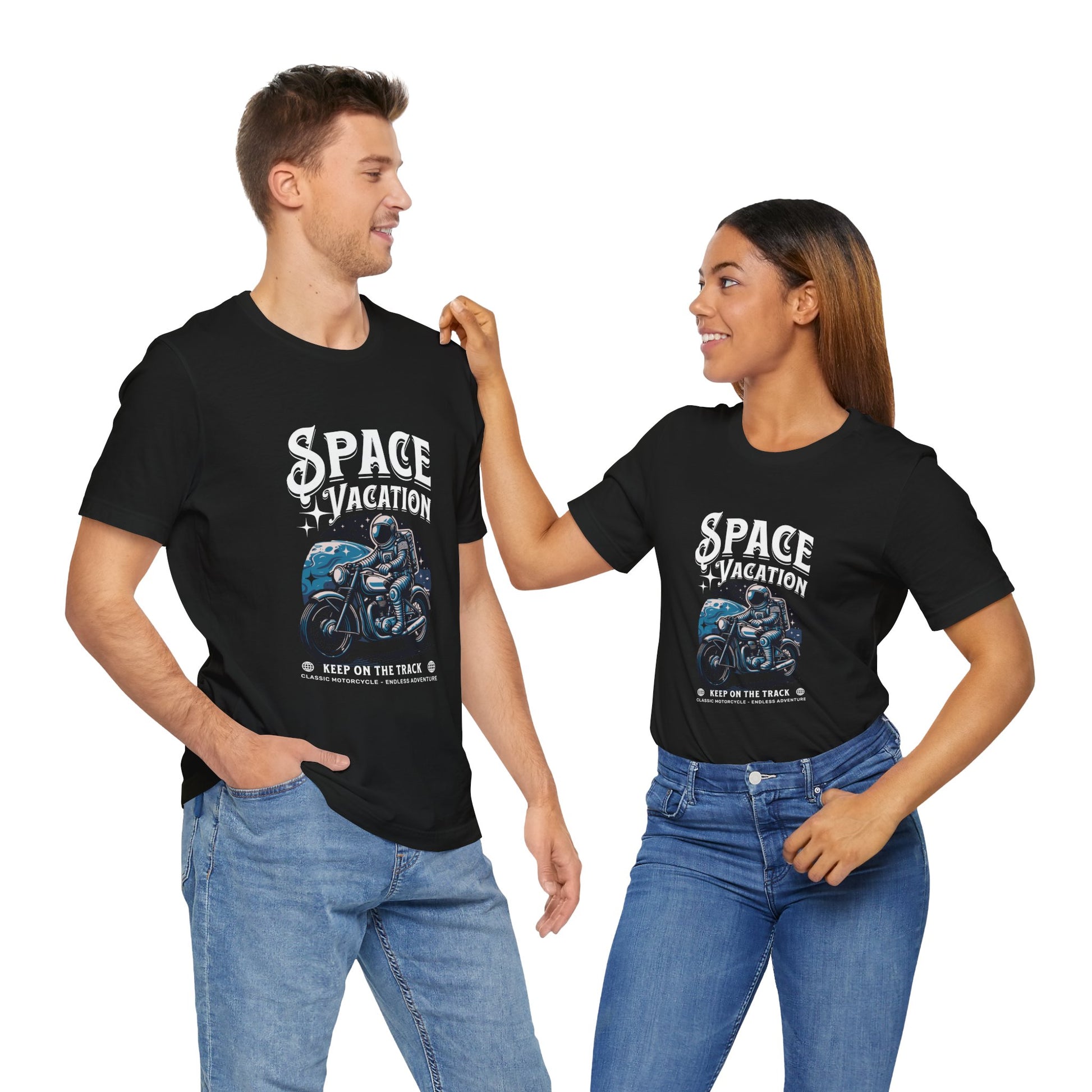 Space Vacation - Astronaut Riding Motorcycle  Jersey Short Sleeve Tee