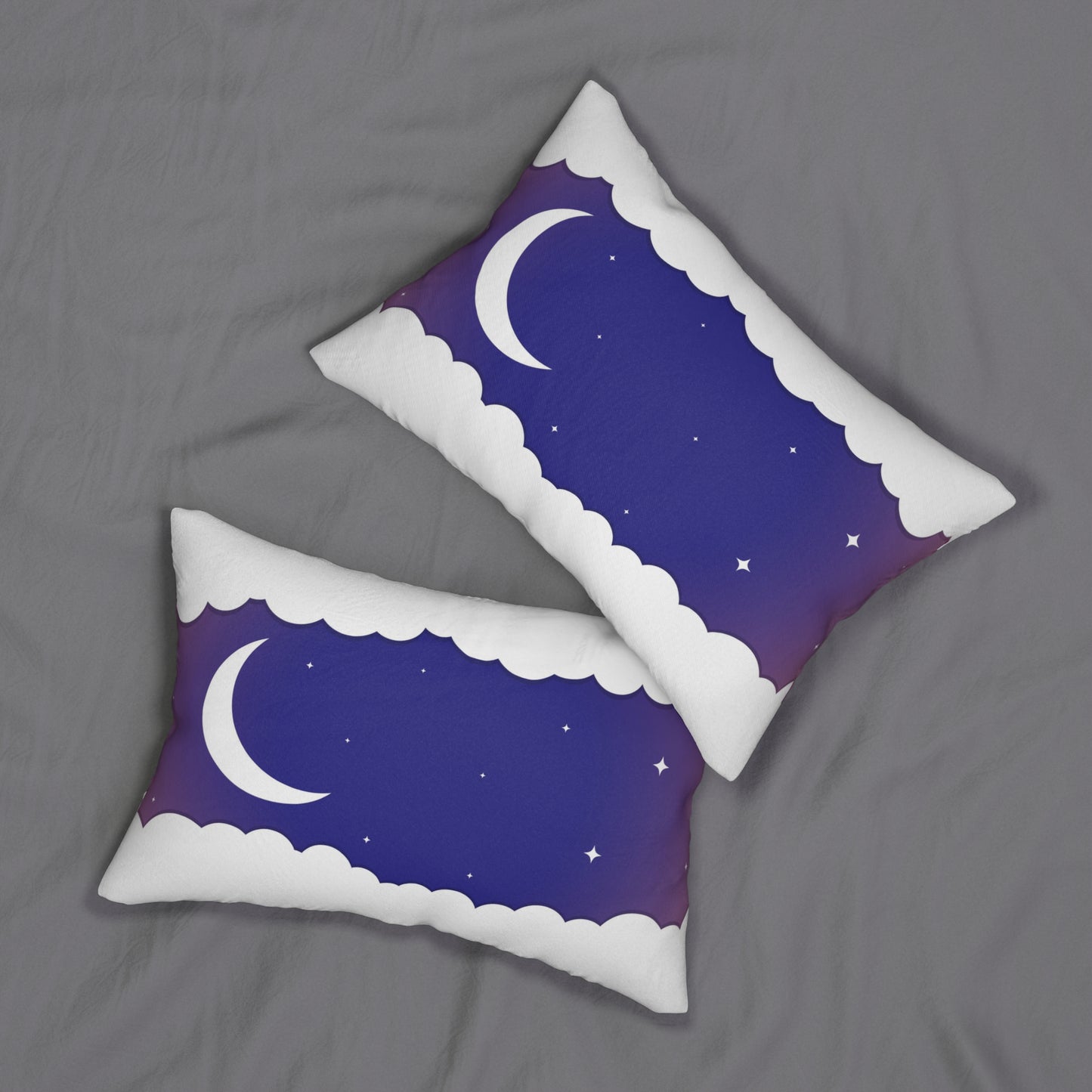 Polyester Lumbar Pillow - Moon and Stars Design