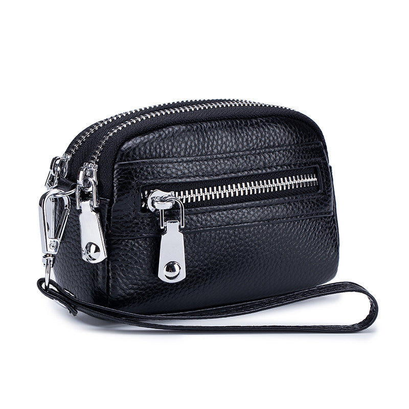 Large Capacity Double Zipper Multifunction Handbag Coin Bag Clutch