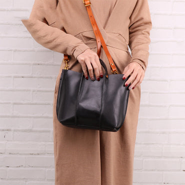 Layered leather handbag