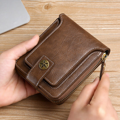 Men's Wallet Retro Horizontal Zipper Change