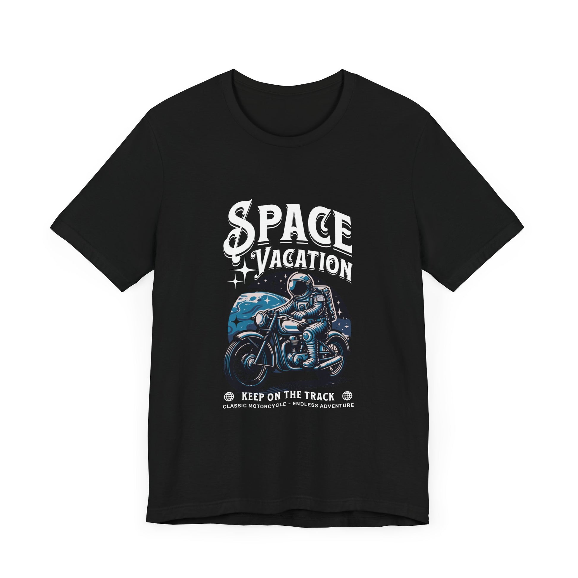 Space Vacation - Astronaut Riding Motorcycle  Jersey Short Sleeve Tee