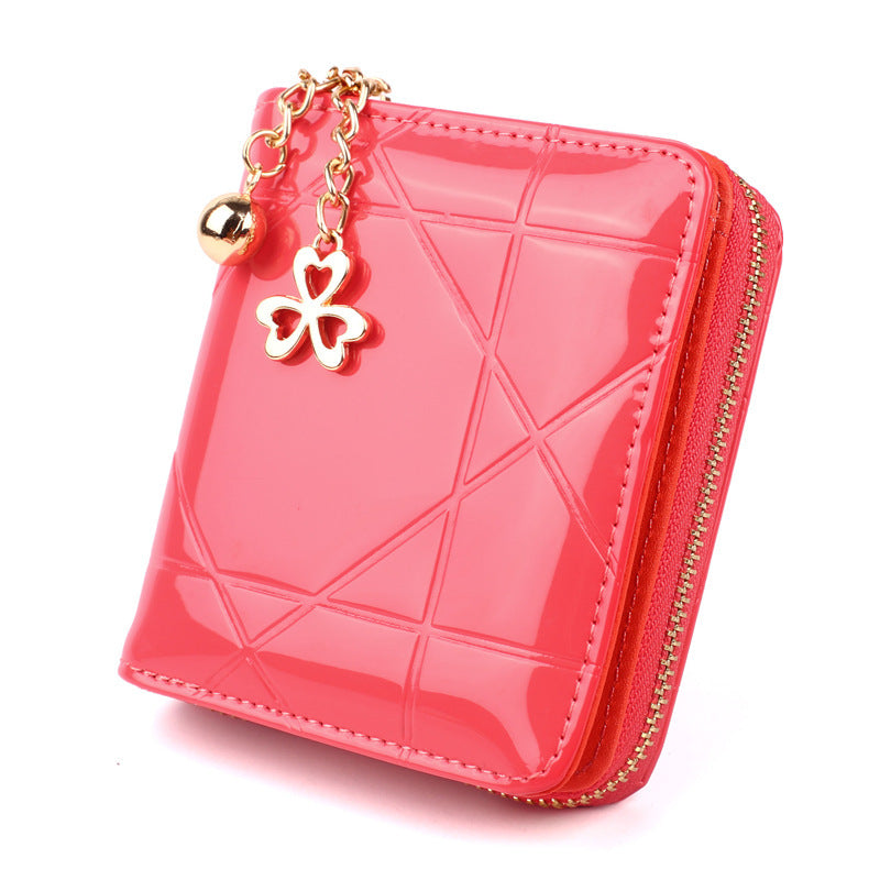 Ladies Coin Patent Leather Embossed Leather Jacket