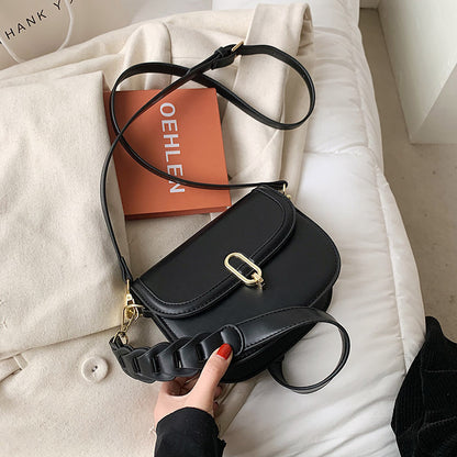 Female Bag Fashion Texture Western Style Messenger Bag Simple Underarm Saddle Bag
