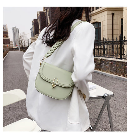 Female Bag Fashion Texture Western Style Messenger Bag Simple Underarm Saddle Bag