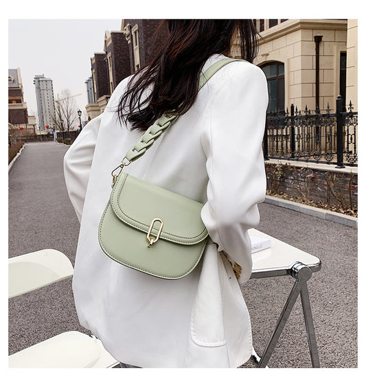Female Bag Fashion Texture Western Style Messenger Bag Simple Underarm Saddle Bag