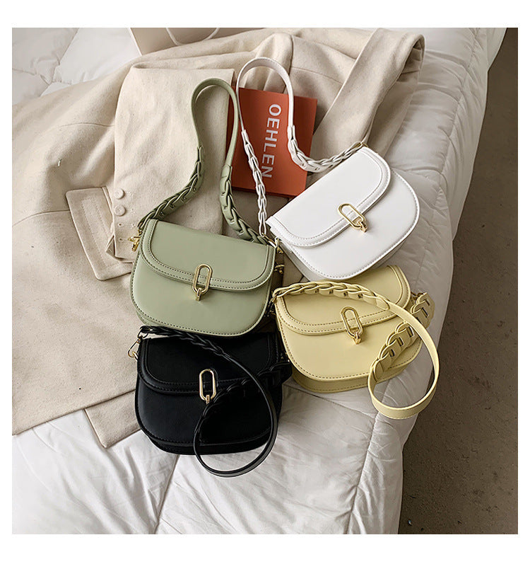 Female Bag Fashion Texture Western Style Messenger Bag Simple Underarm Saddle Bag