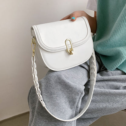 Female Bag Fashion Texture Western Style Messenger Bag Simple Underarm Saddle Bag