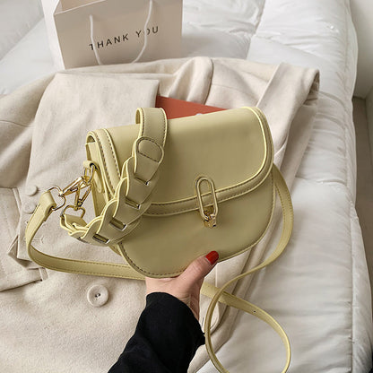 Female Bag Fashion Texture Western Style Messenger Bag Simple Underarm Saddle Bag
