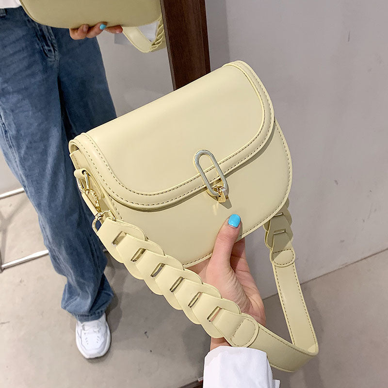 Female Bag Fashion Texture Western Style Messenger Bag Simple Underarm Saddle Bag