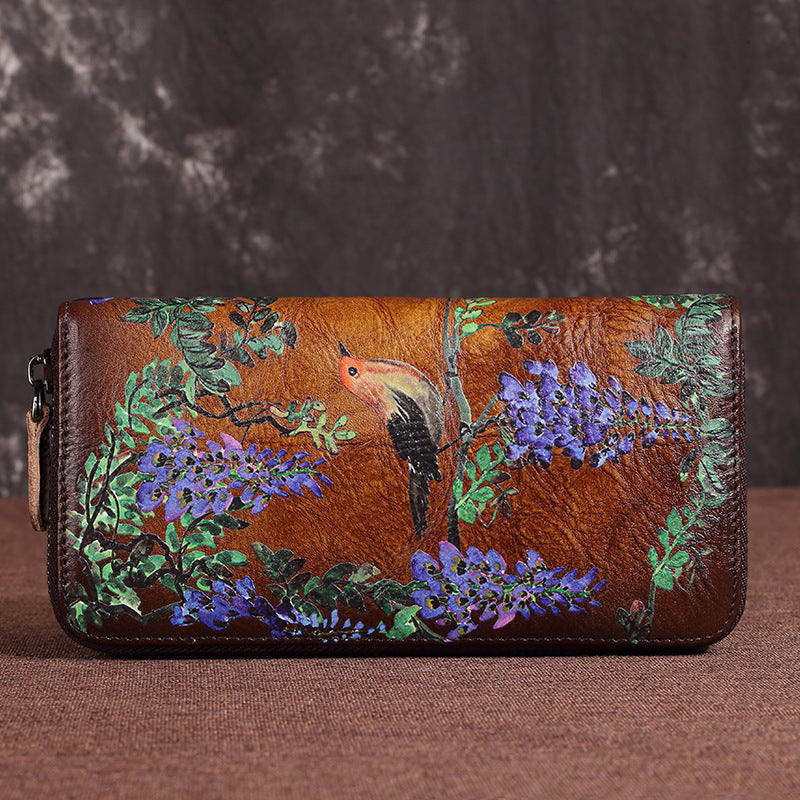 Ladies Wallet Leather Casual Long Top Layer Cowhide Bag