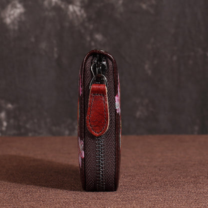 Leather Ladies Wallet Retro Fashion Long Zipper Phone Bag Top Layer Cowhide Clutch