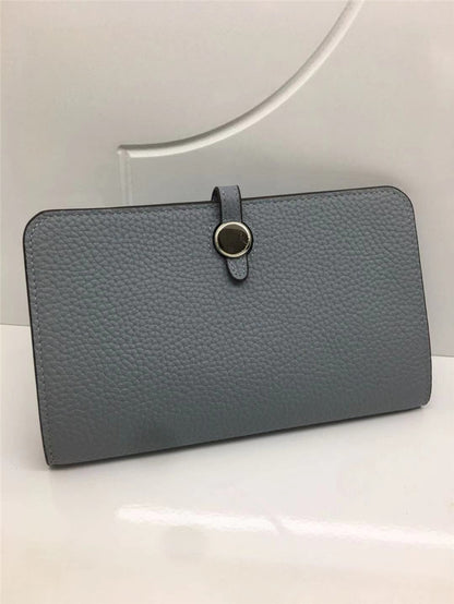 Fashion Top Layer Cowhide Lychee Pattern Wallet Platinum Purse