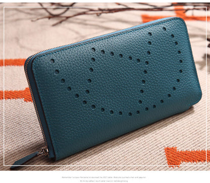 Lychee Pattern Top Layer Cowhide Classic Clutch