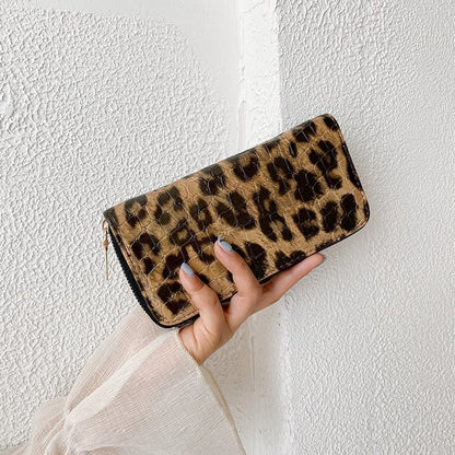 Ladies Leopard Print Zip Wallet