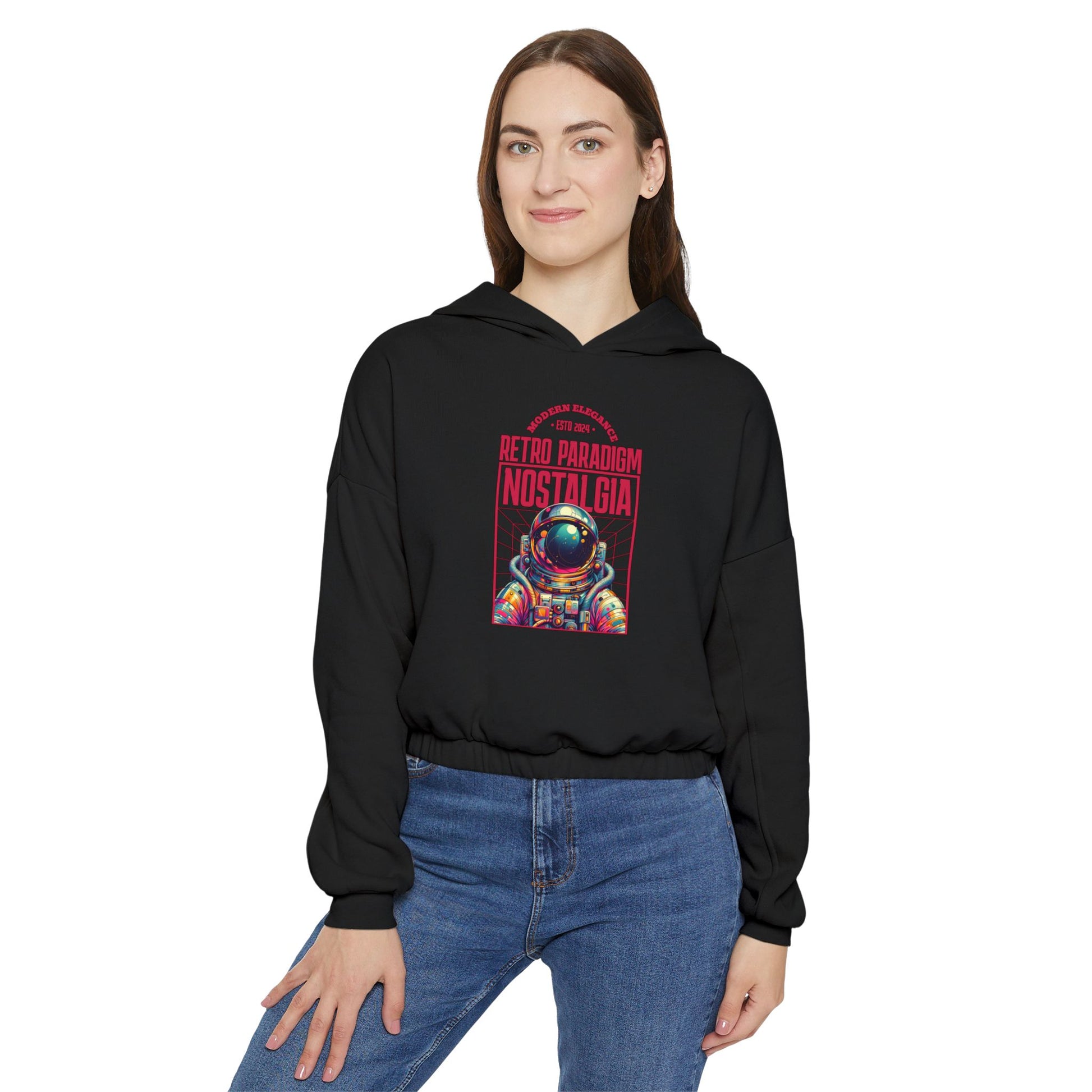 Retro Paradigm  Cinched Bottom Hoodie