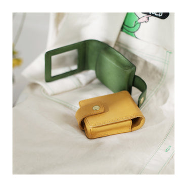 Leather lipstick bag with mirror