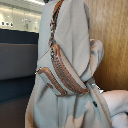 Women's Contrast Color Large Capacity Soft Leather Small Portable All-match Trendy Crossbody Bag