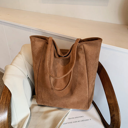 Retro Large Capacity All-match Shoulder Underarm Bag Matte Leather Tote Bag