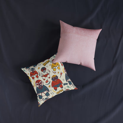 Square Pillow - Mexican Wrestling Pink Back Pillow