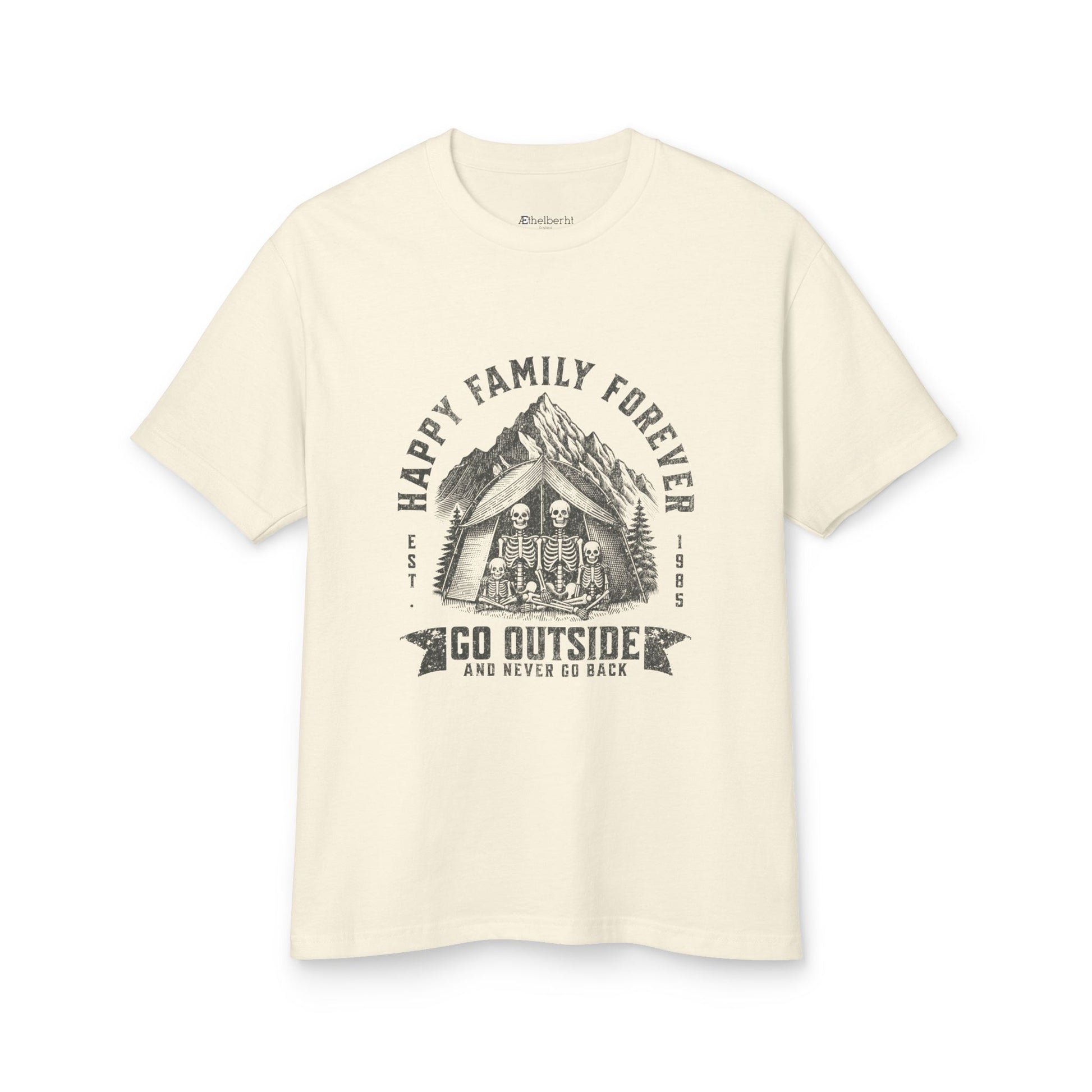 Skeleton Family Camping  Heavyweight Cotton Tee