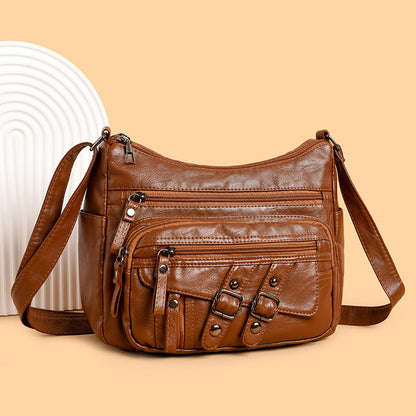 Soft Leather Multi-compartment Multi-pocket Shoulder Messenger Bag