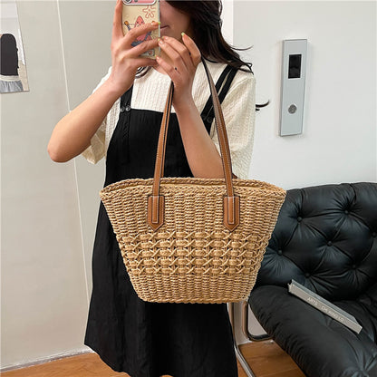 Woven Vegetable Basket Tote Large Capacity Straw Bag
