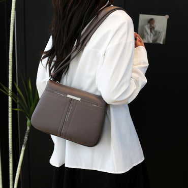 Soft Leather Multi-layer Crossbody Bag For Middle-aged People