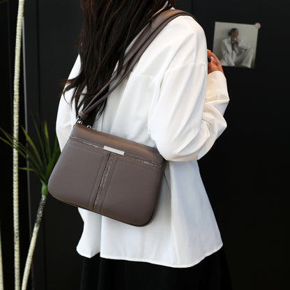Soft Leather Multi-layer Crossbody Bag For Middle-aged People